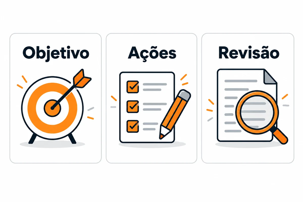 Objetivo, ações e revisão em um plano de marketing digital