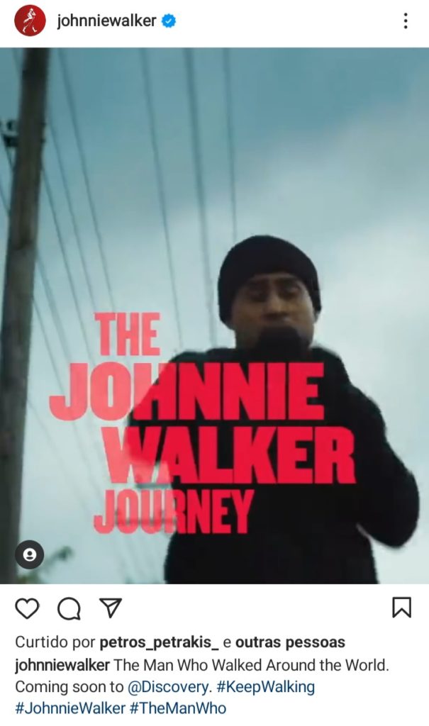 A empresa Johnnie Walker utiliza storytelling para reforçar sua trajetória