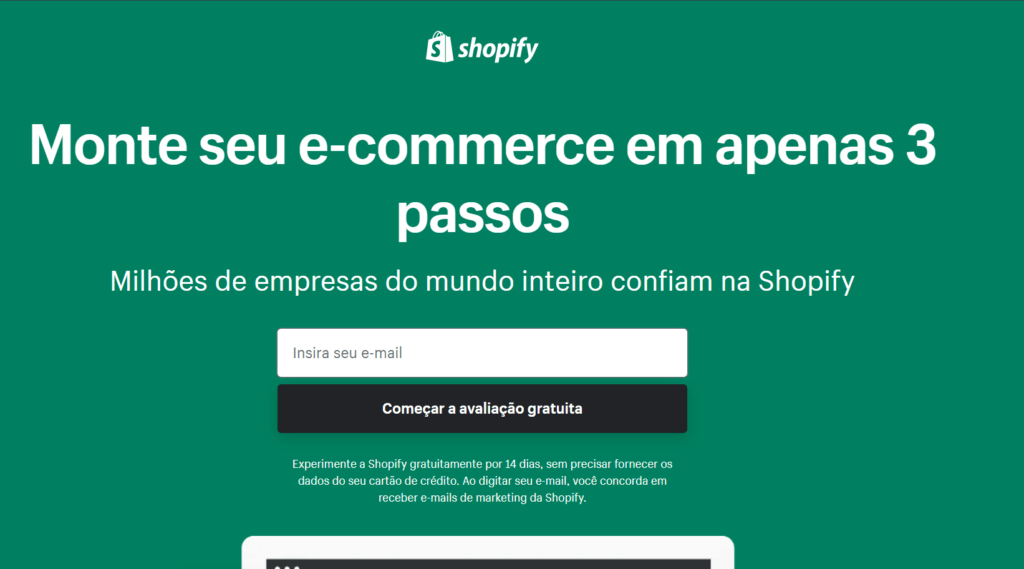 Imagem do e-commerce da Shopify