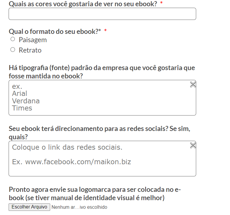 Imagem com o local no criador de e-book para registro de qual deve ser a apresentação visual para o leitor 