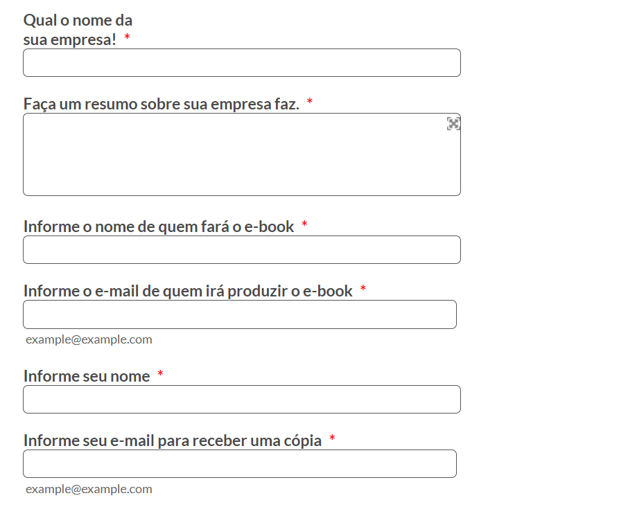 Local para informar os dados da produção 