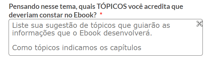 Imagem para as pessoas registrarem os tópicos que elas desejam que seu e-book possua 