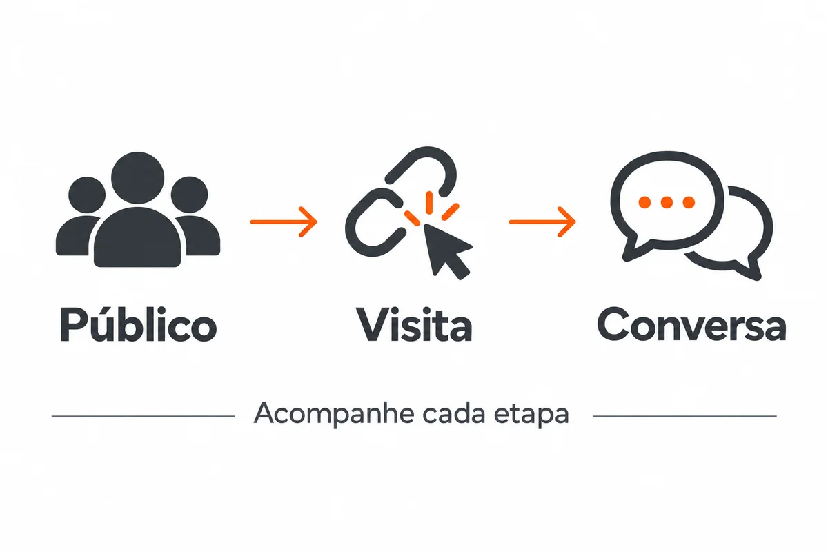 Diagrama com público, visita ao destino e conversa com a empresa, acompanhado da orientação de medir cada etapa.