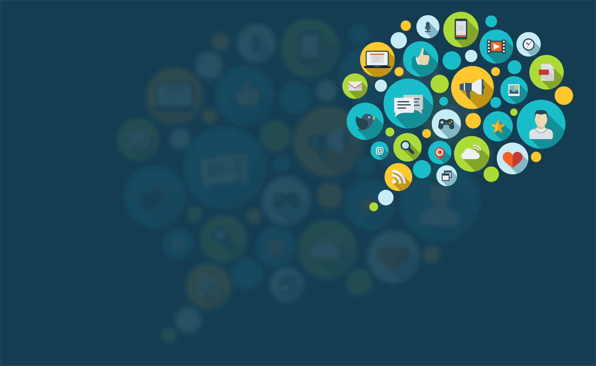 imagem ilustrativa com ícones coloridos para artigo que fala sobre marketing digital na sua empresa