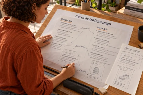 Melhor curso de tráfego pago: compare programa e prática